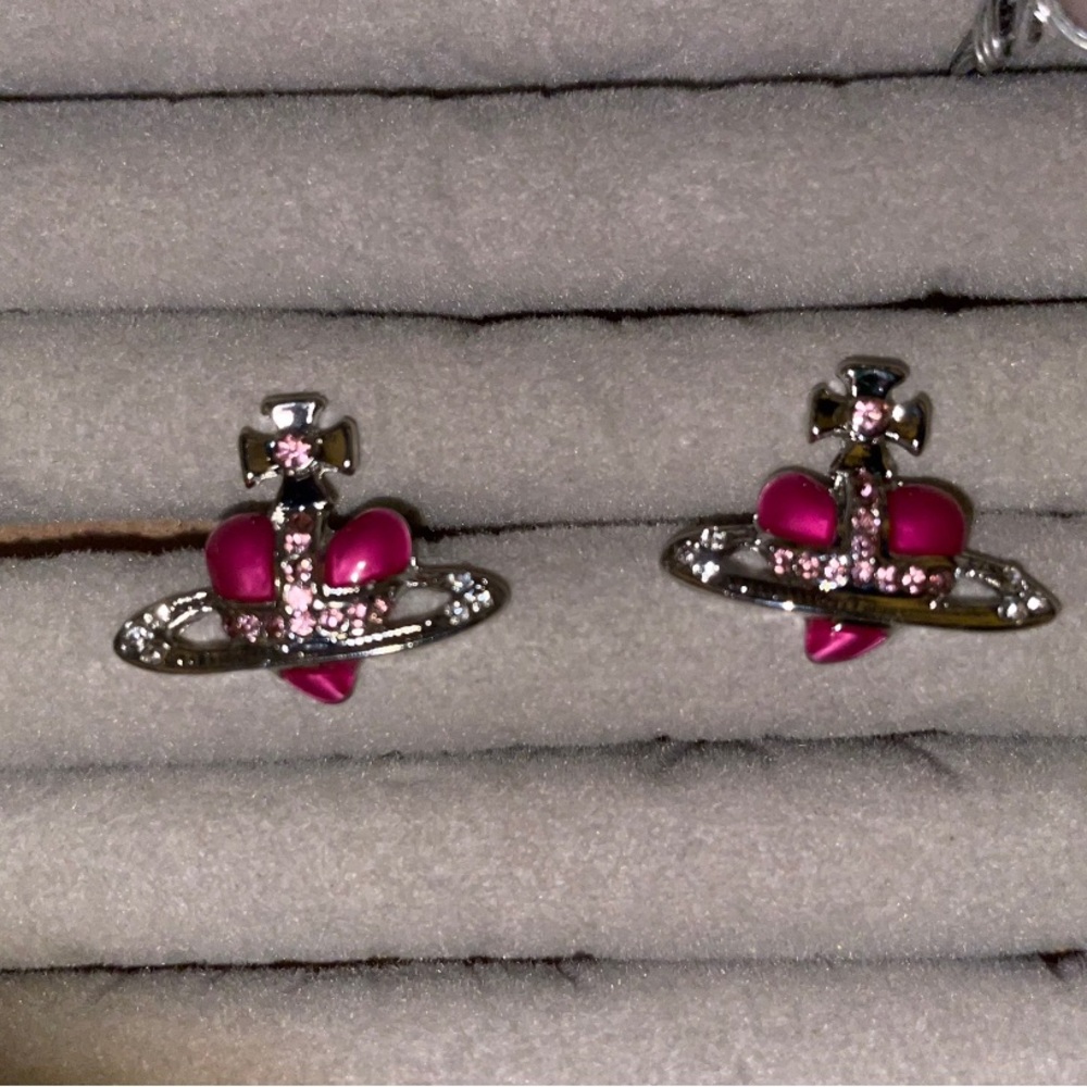 VW INSPIRED PINK HEART ORB EARINGS
